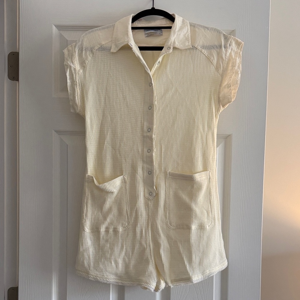 Urban Outfitters waffle knit Button-Up Romper